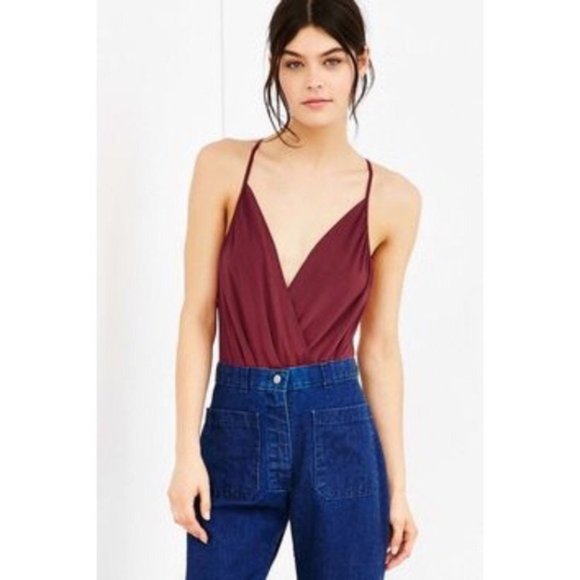 Kimchi Blue Wrap Burgundy Bodysuit - Picture 1 of 5
